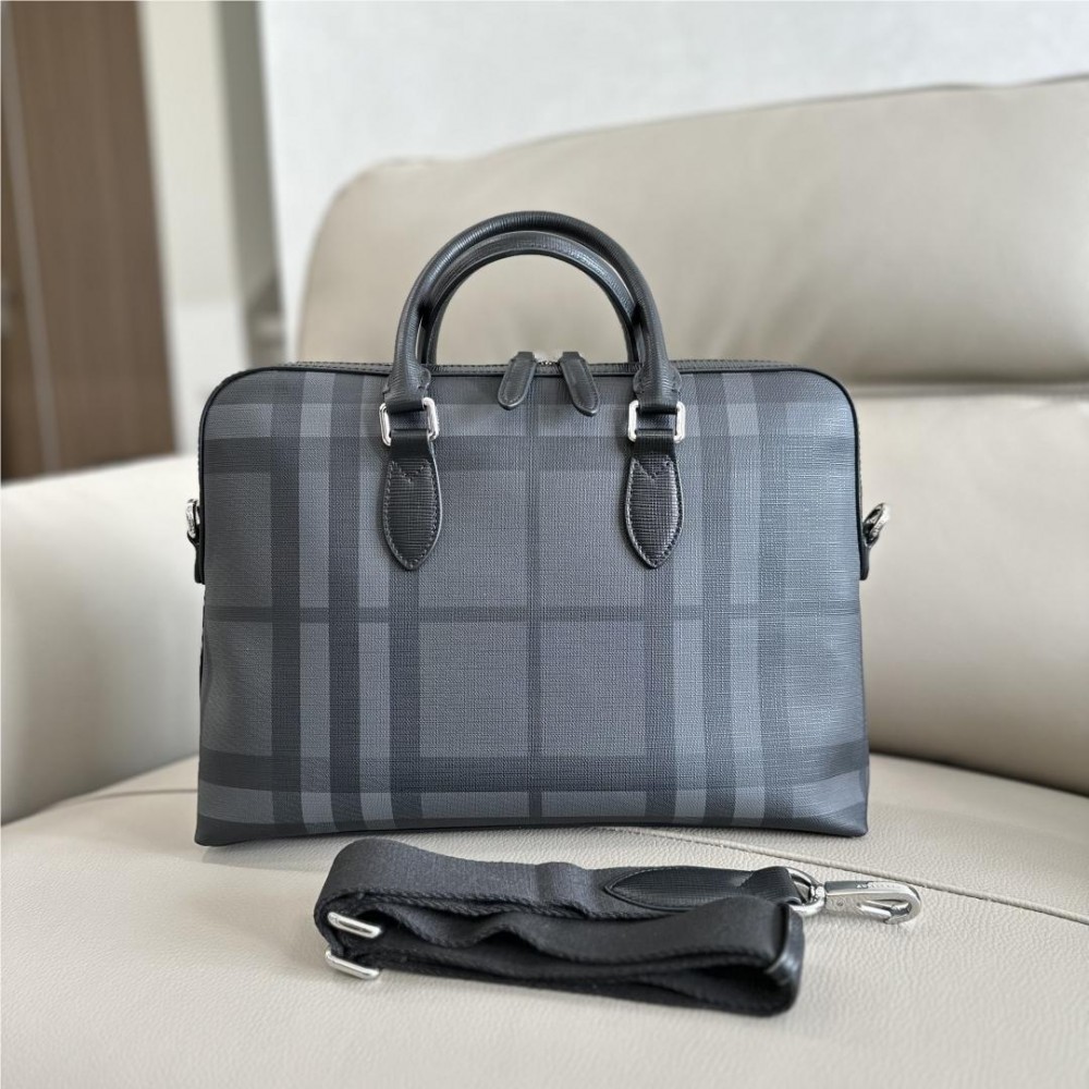 Burberry Classic Check Simple Black Briefcase Burberry Classic Check Simple Black Briefcase