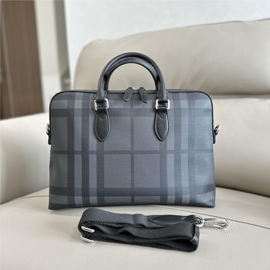 Burberry Classic Check Simple Black Briefcase Burberry Classic Check Simple Black Briefcase