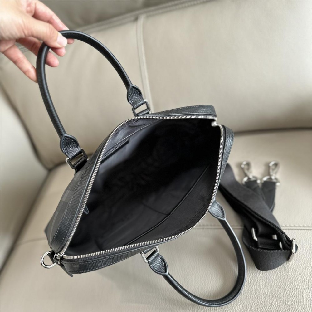 Burberry Classic Check Simple Black Briefcase Burberry Classic Check Simple Black Briefcase