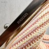 Burberry Classic Peach and White Contrast Large Knit Chain Bag Burberry Classic Peach and White Contrast Large Knit Chain Bag