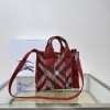 Burberry Mini Check Black, White and Red Knit Tote Bag Burberry Mini Check Black, White and Red Knit Tote Bag
