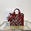 Burberry Mini Check Black, White and Red Knit Tote Bag Burberry Mini Check Black, White and Red Knit Tote Bag
