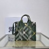 Burberry Mini Check Dark Green and White Knit Tote Bag Burberry Mini Check Dark Green and White Knit Tote Bag