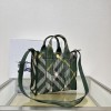 Burberry Mini Check Dark Green and White Knit Tote Bag Burberry Mini Check Dark Green and White Knit Tote Bag