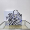 Burberry Mini Check Light Blue and White Knit Tote Bag Burberry Mini Check Light Blue and White Knit Tote Bag