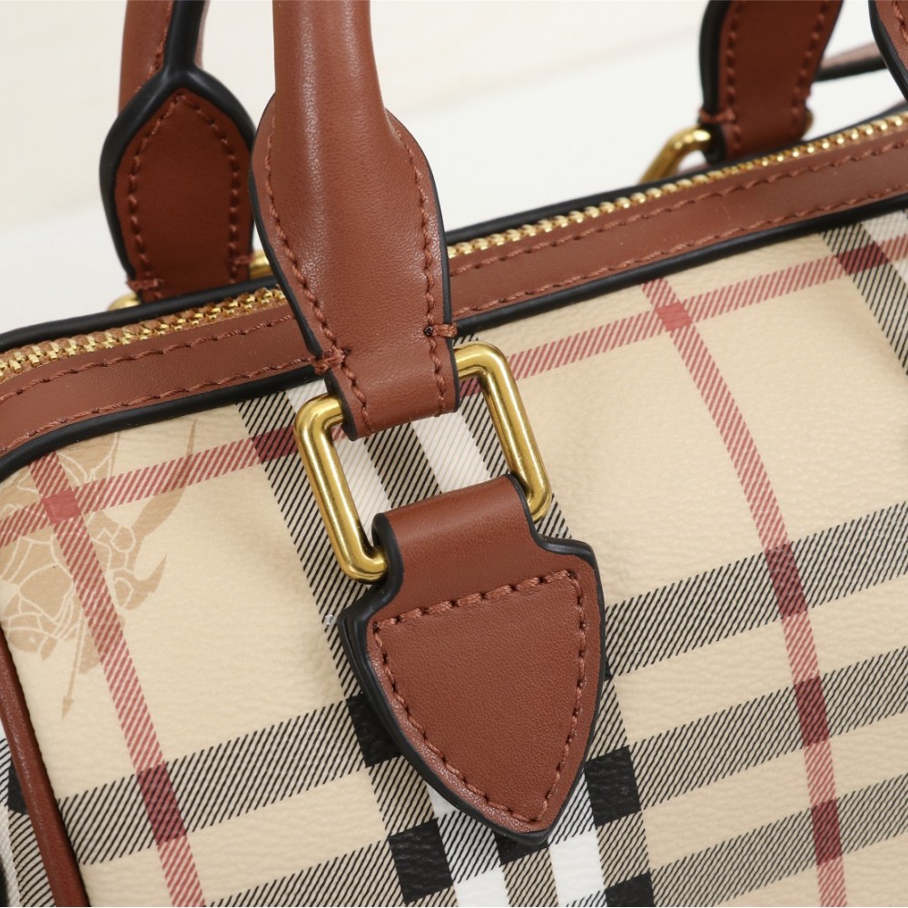 Burberry Classic Brown and White Checkered Long Strap Crossbody Bag Burberry Classic Brown and White Checkered Long Strap Crossbody Bag