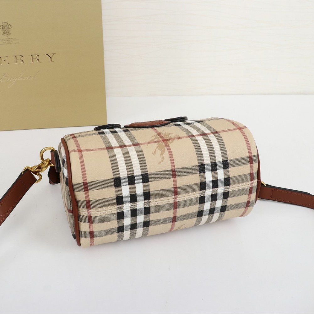 Burberry Classic Brown and White Checkered Long Strap Crossbody Bag Burberry Classic Brown and White Checkered Long Strap Crossbody Bag