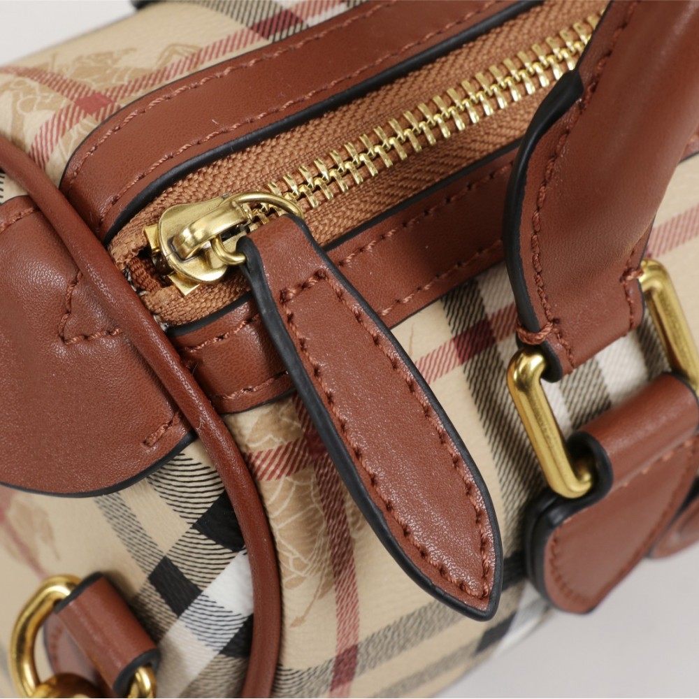Burberry Classic Brown and White Checkered Long Strap Crossbody Bag Burberry Classic Brown and White Checkered Long Strap Crossbody Bag