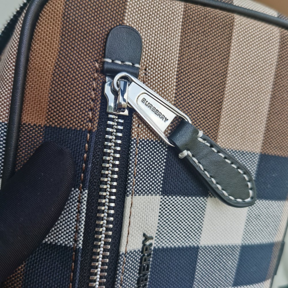 Burberry Classic Plain Dark Brown Canvas Zipper Crossbody Bag Burberry Classic Plain Dark Brown Canvas Zipper Crossbody Bag