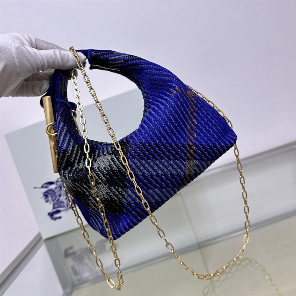 Burberry classic blue contrast knitted chain bag Burberry classic blue contrast knitted chain bag