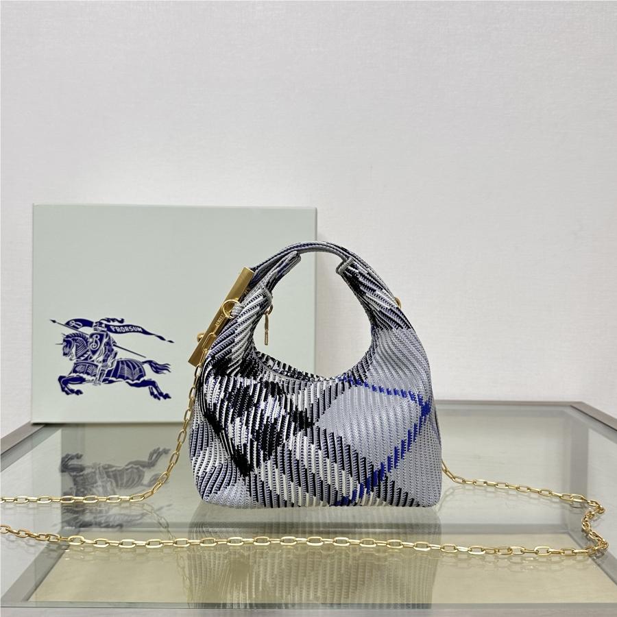Burberry classic blue and white contrast knitted chain bag Burberry classic blue and white contrast knitted chain bag