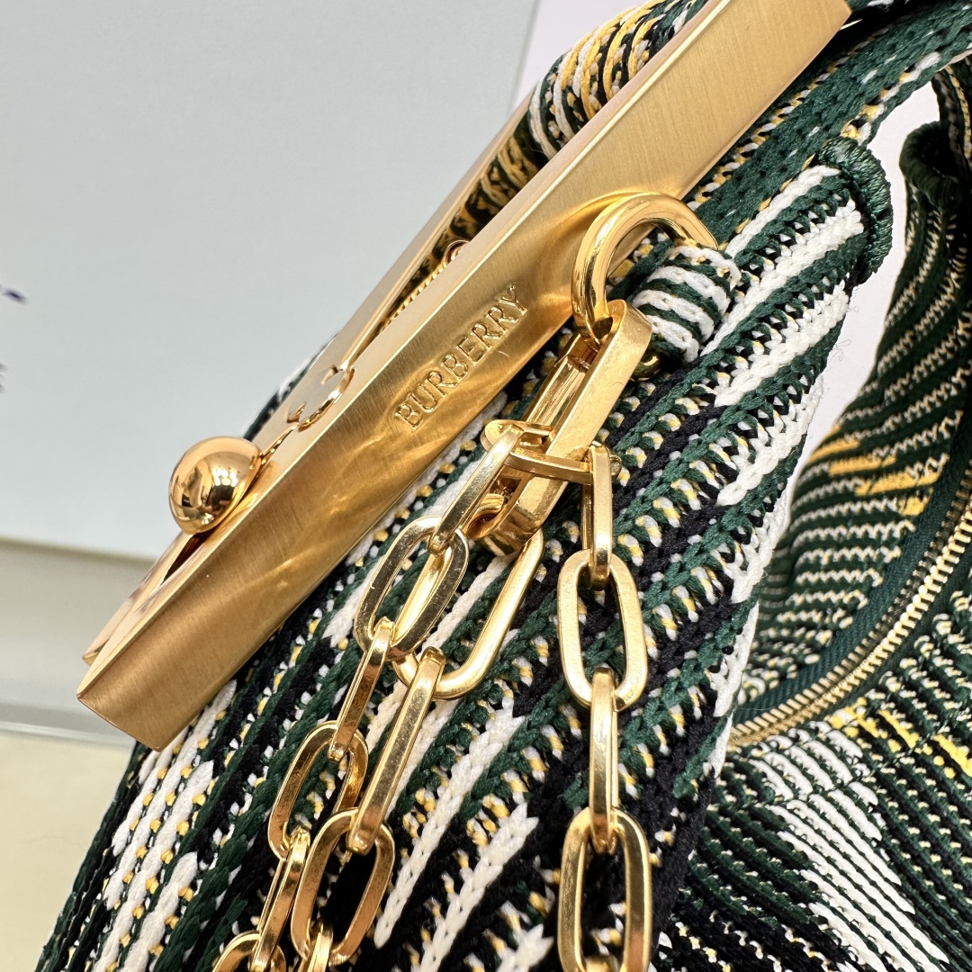 Burberry classic teal and black contrast knitted chain bag Burberry classic teal and black contrast knitted chain bag