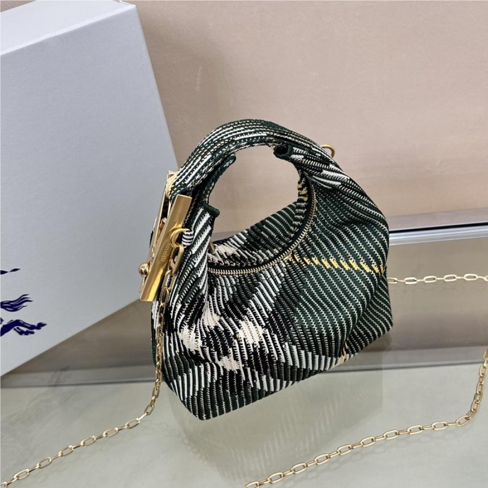 Burberry classic teal and black contrast knitted chain bag Burberry classic teal and black contrast knitted chain bag