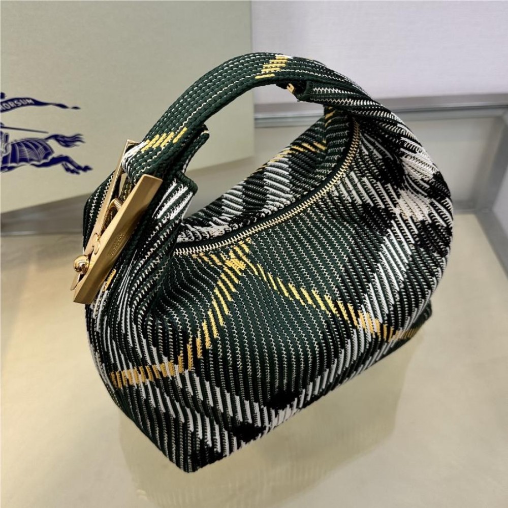 Burberry classic teal black contrast medium knitted chain bag Burberry classic teal black contrast medium knitted chain bag