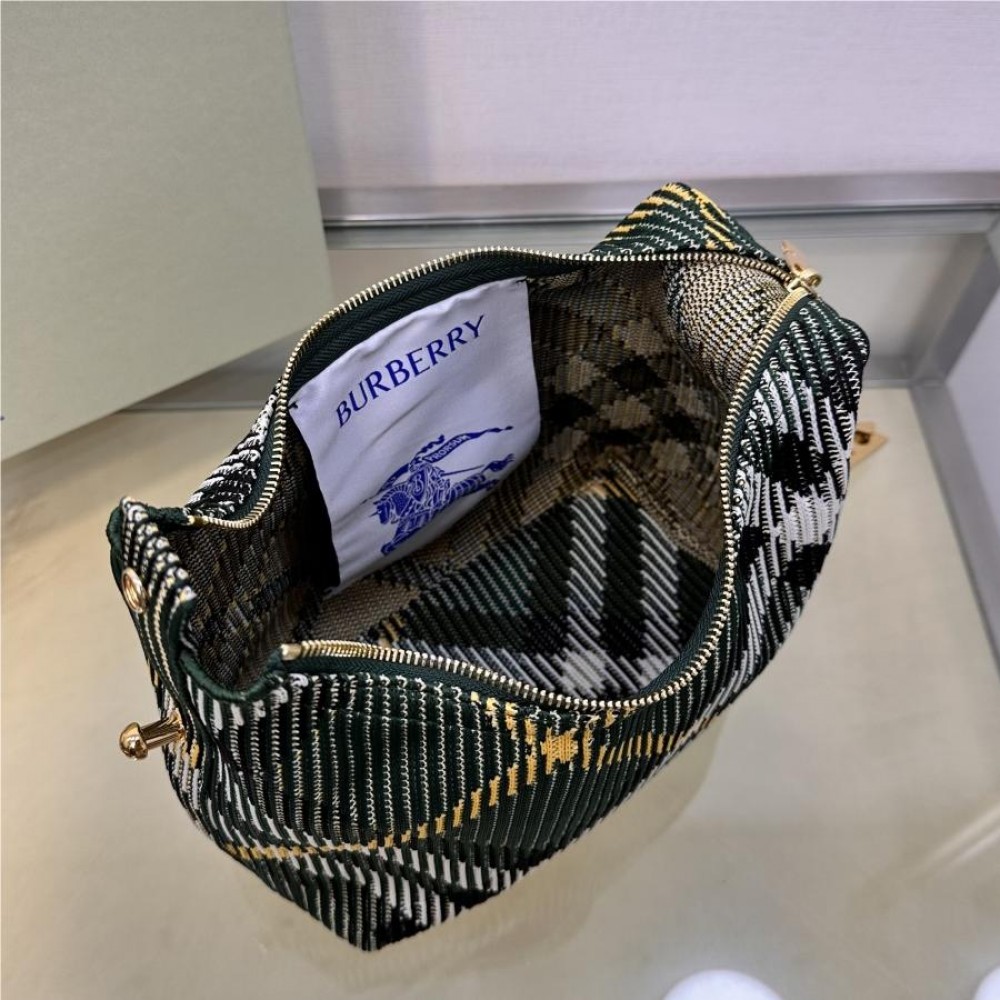 Burberry classic teal black contrast medium knitted chain bag Burberry classic teal black contrast medium knitted chain bag