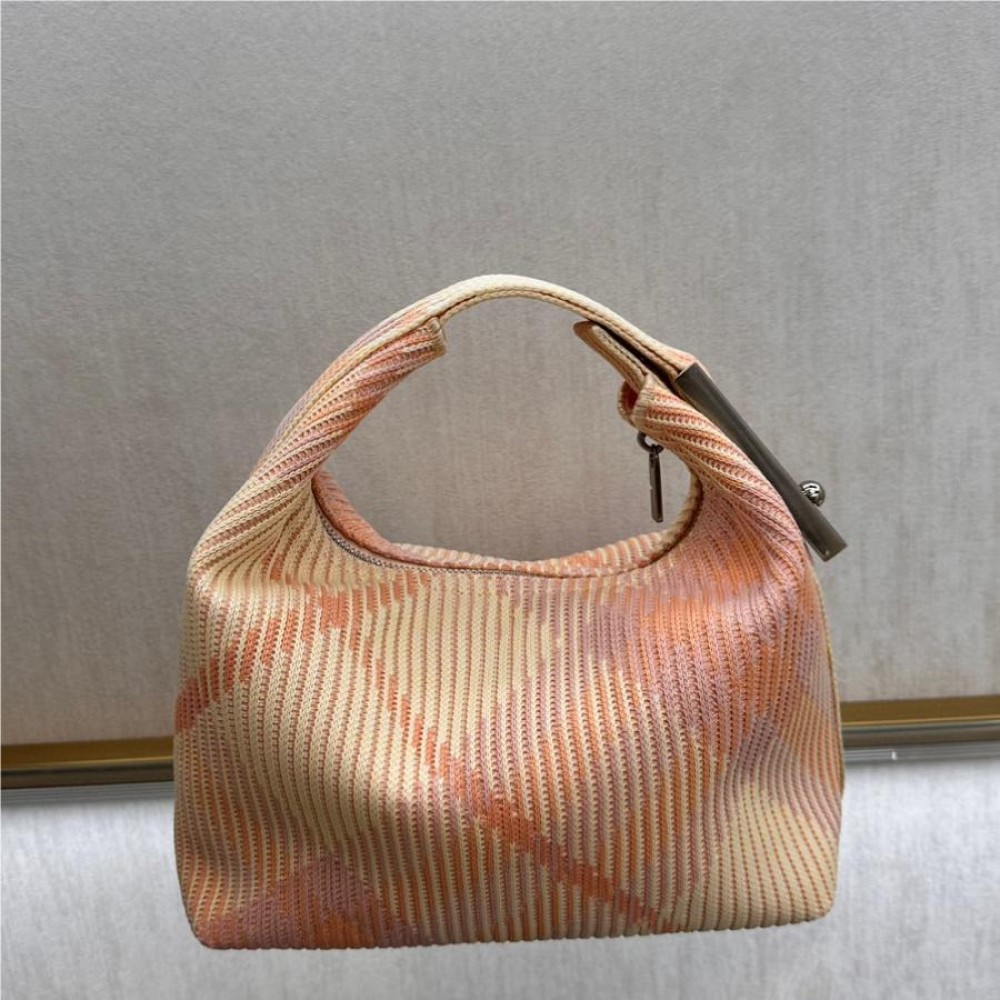 Burberry classic peach and white contrast medium knitted chain bag Burberry classic peach and white contrast medium knitted chain bag