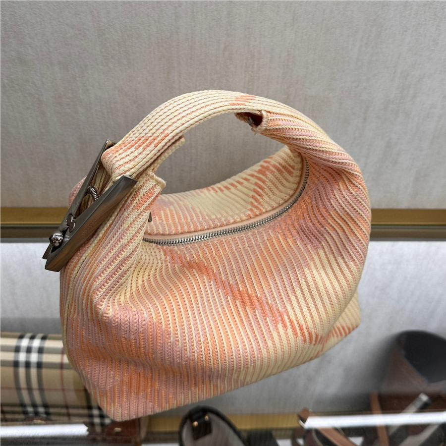 Burberry classic peach and white contrast medium knitted chain bag Burberry classic peach and white contrast medium knitted chain bag