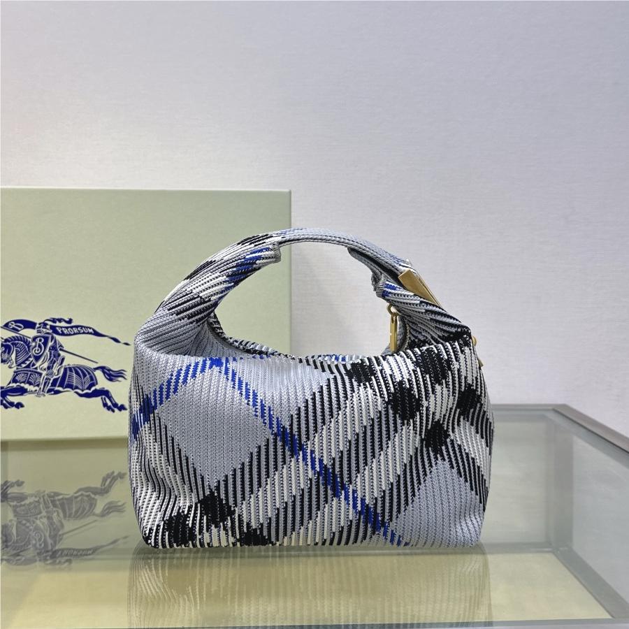 Burberry classic blue and white contrast medium knitted chain bag Burberry classic blue and white contrast medium knitted chain bag