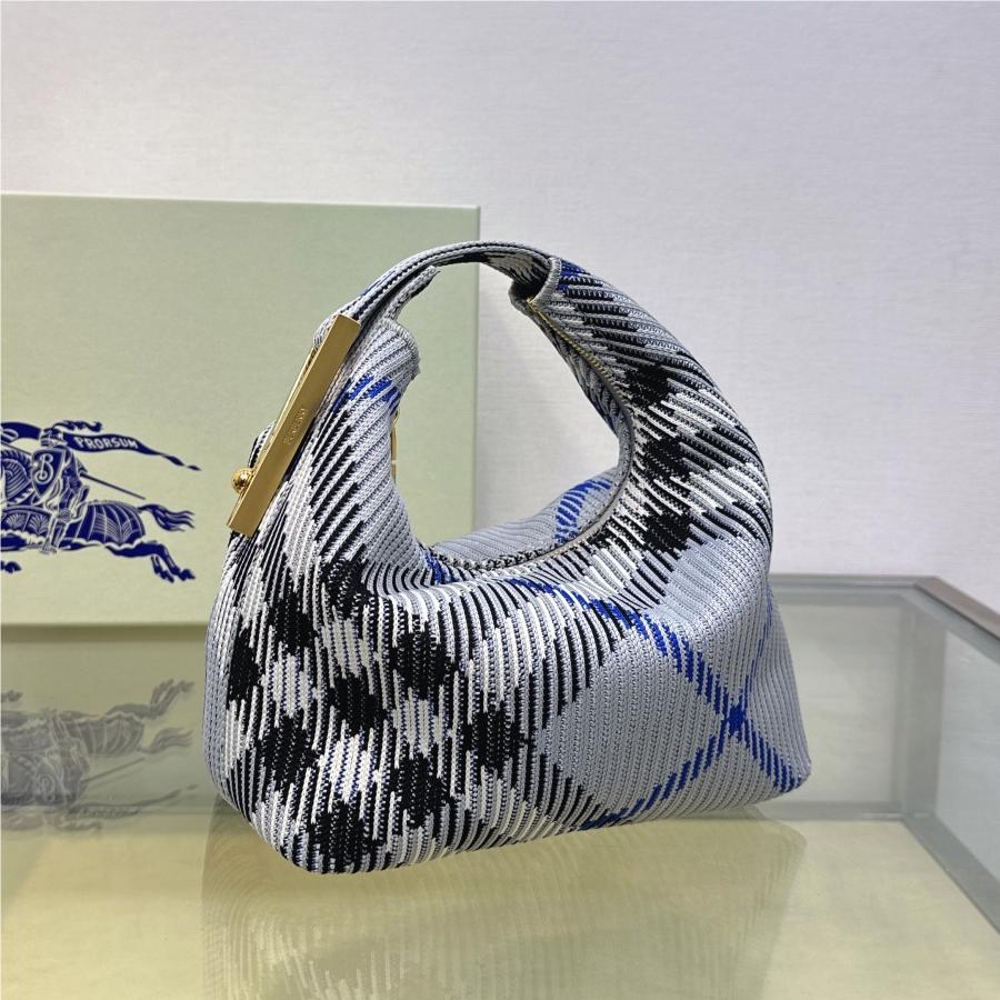 Burberry classic blue and white contrast medium knitted chain bag Burberry classic blue and white contrast medium knitted chain bag