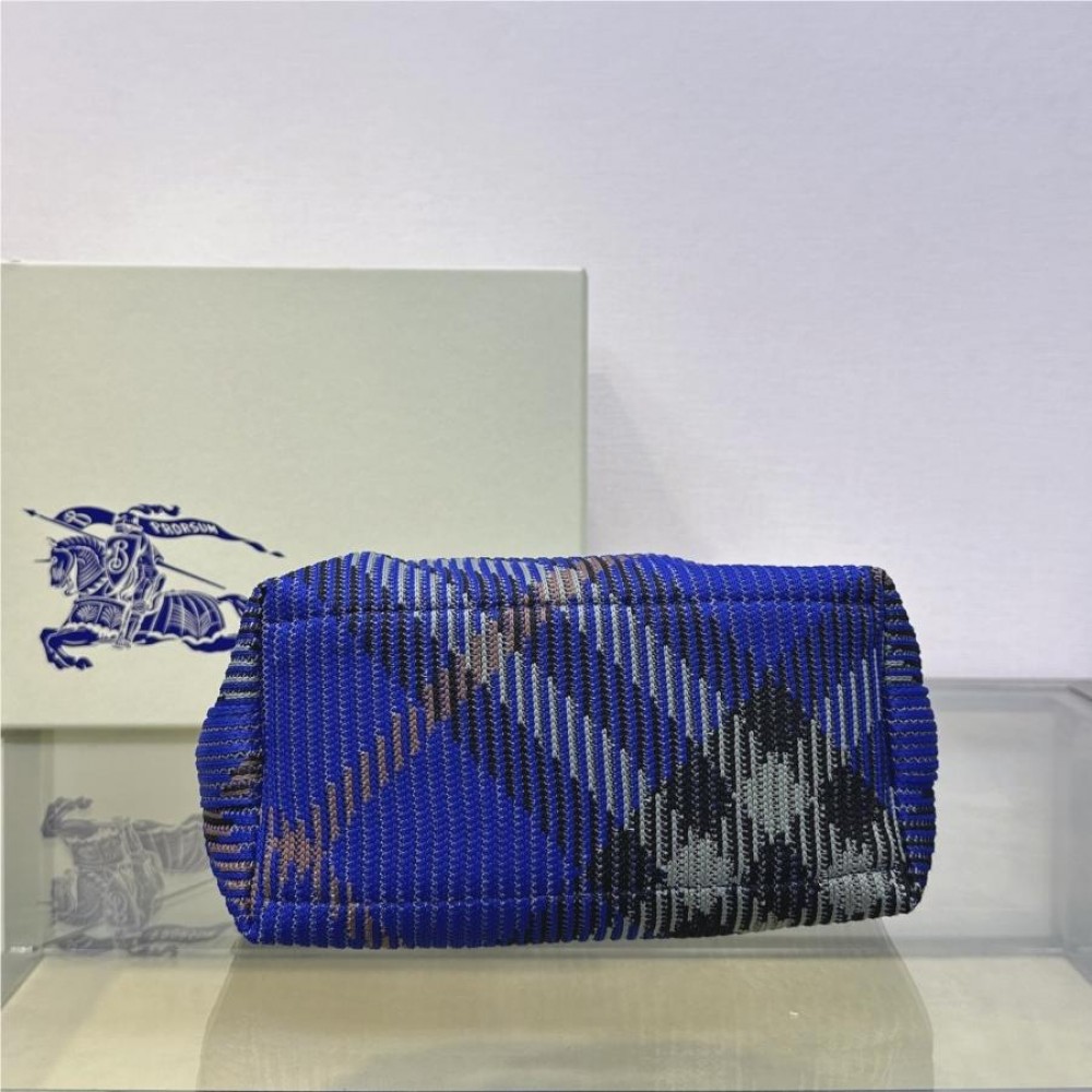 Burberry classic blue and black contrast medium knitted chain bag Burberry classic blue and black contrast medium knitted chain bag