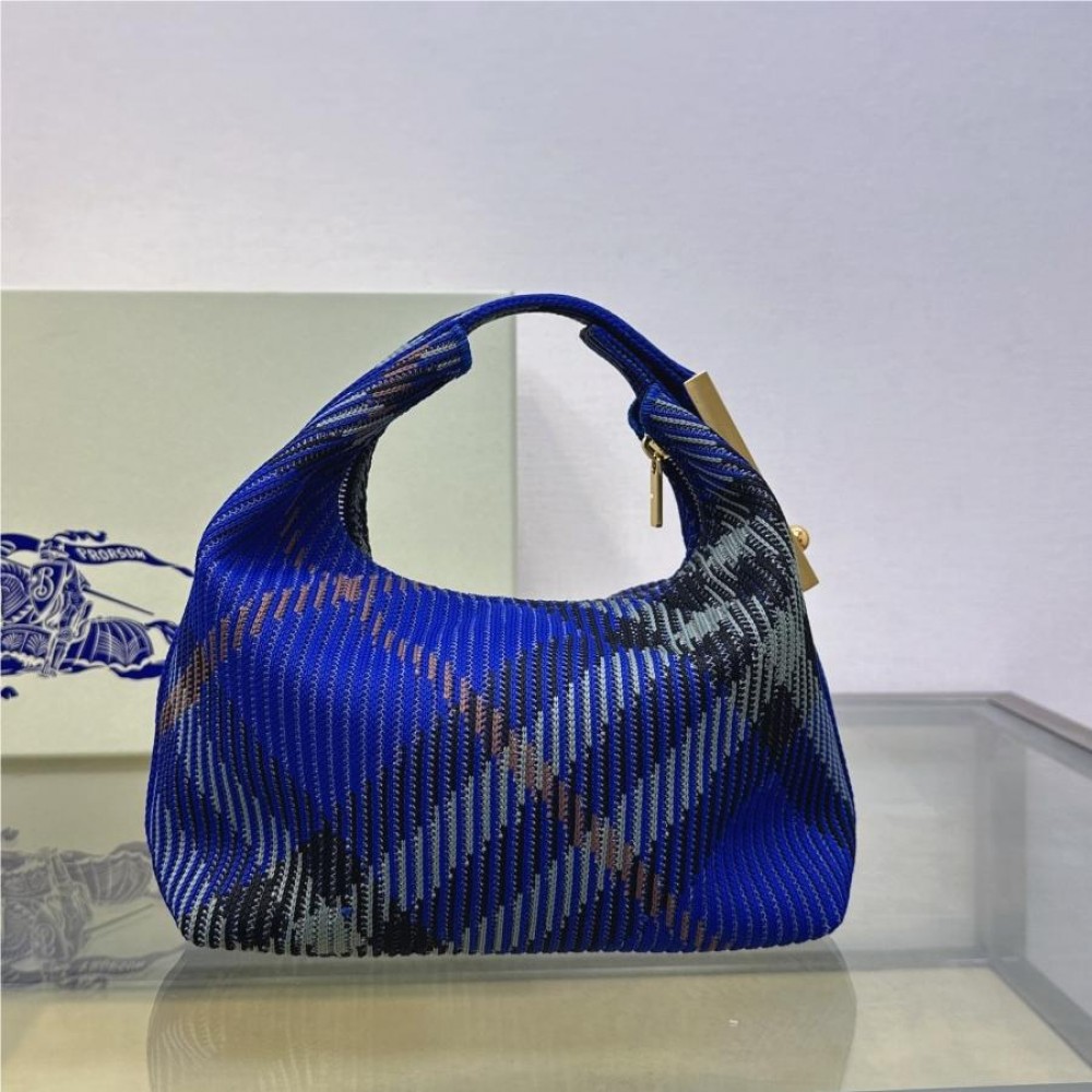 Burberry classic blue and black contrast medium knitted chain bag Burberry classic blue and black contrast medium knitted chain bag