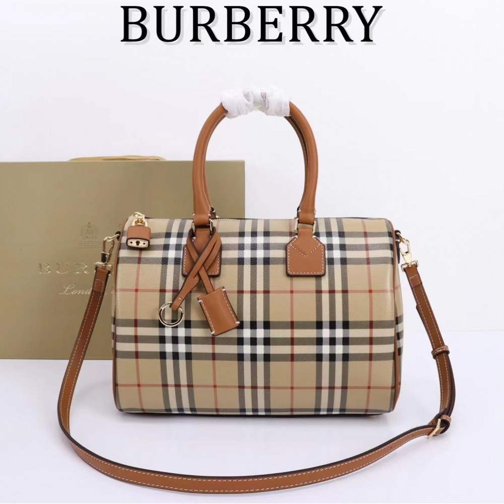 Burberry Check Classic Yellow and White Boston Bag Burberry Check Classic Yellow and White Boston Bag