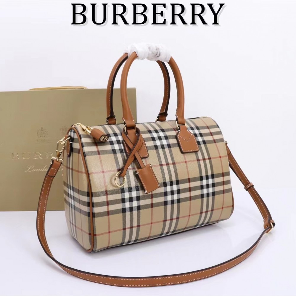 Burberry Check Classic Yellow and White Boston Bag Burberry Check Classic Yellow and White Boston Bag