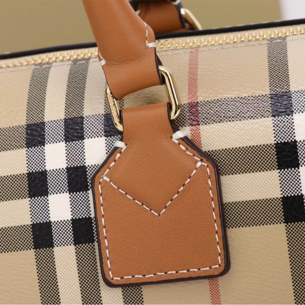 Burberry Check Classic Yellow and White Boston Bag Burberry Check Classic Yellow and White Boston Bag