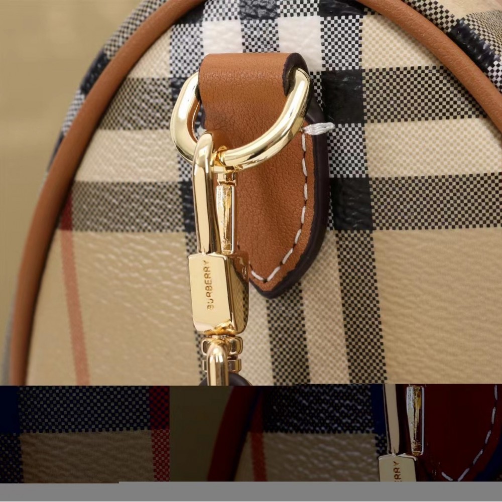 Burberry Check Classic Yellow and White Boston Bag Burberry Check Classic Yellow and White Boston Bag