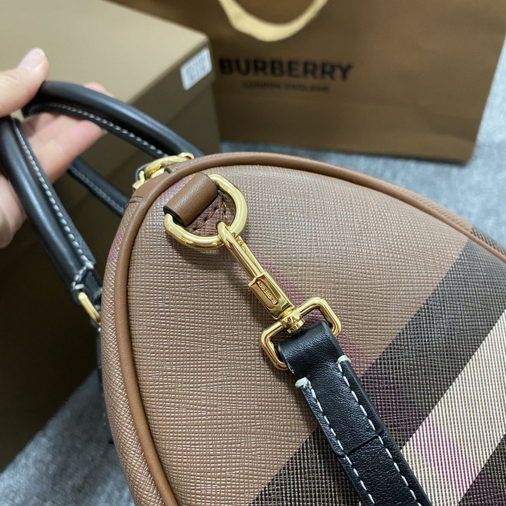 Burberry Check Classic Black and Brown Boston Bag Burberry Check Classic Black and Brown Boston Bag