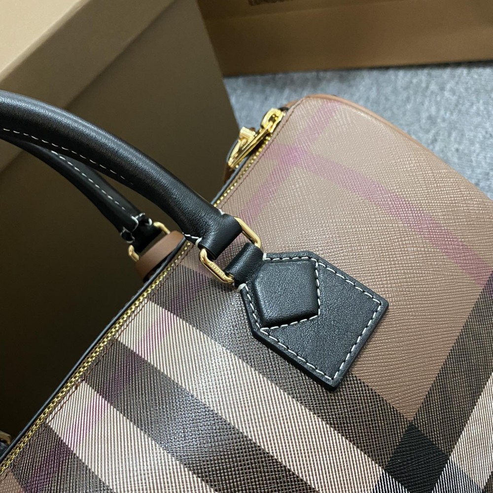 Burberry Check Classic Black and Brown Boston Bag Burberry Check Classic Black and Brown Boston Bag