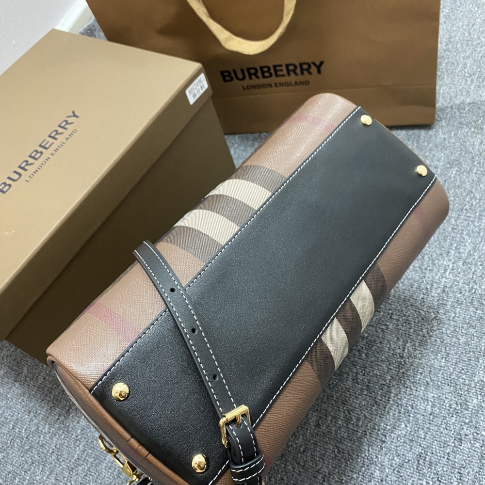 Burberry Check Classic Black and Brown Boston Bag Burberry Check Classic Black and Brown Boston Bag