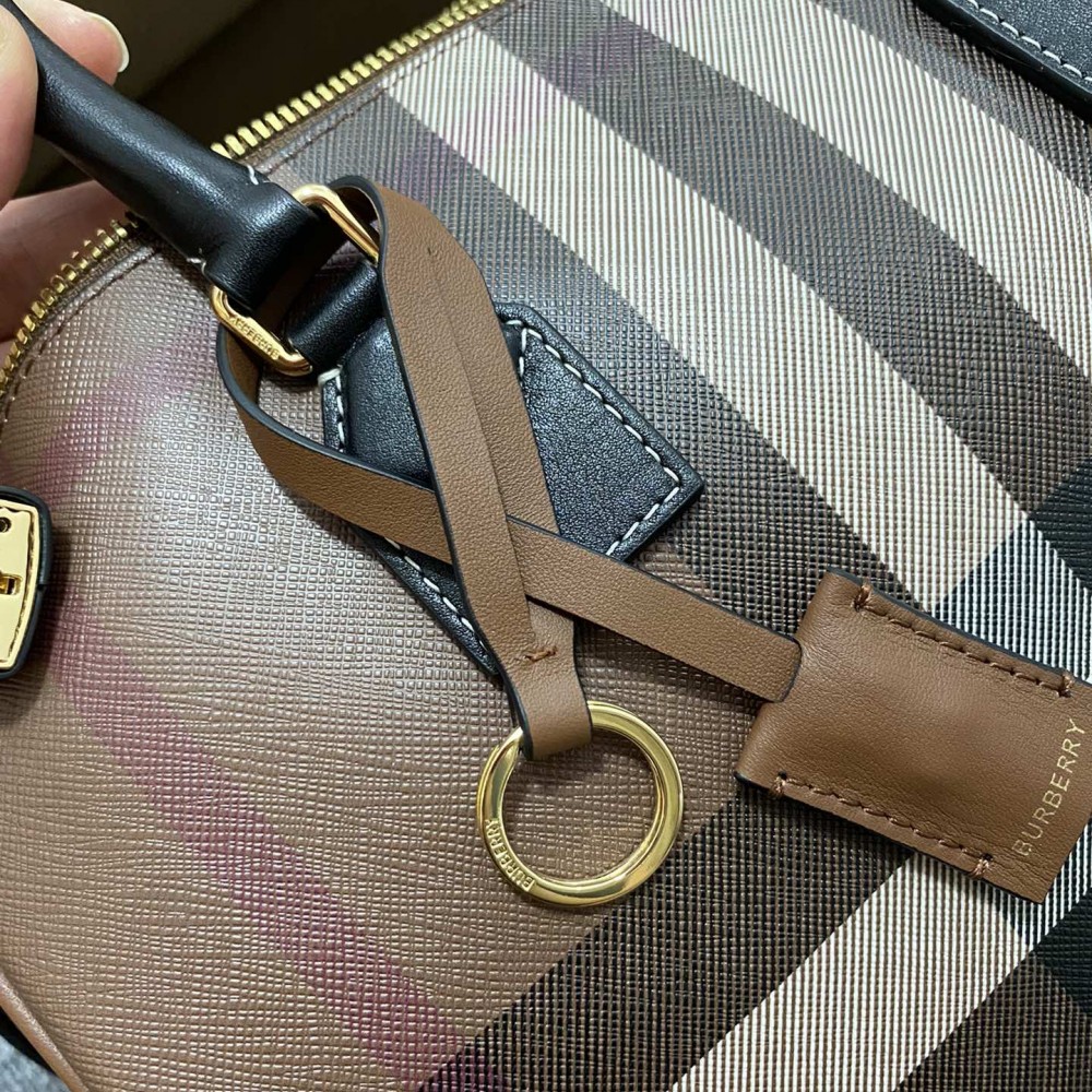 Burberry Check Classic Black and Brown Boston Bag Burberry Check Classic Black and Brown Boston Bag