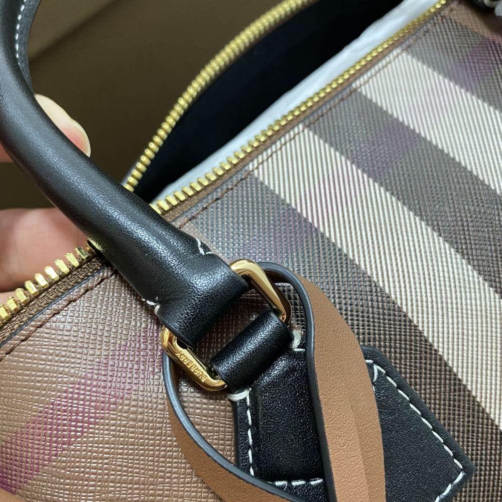 Burberry Check Classic Black and Brown Boston Bag Burberry Check Classic Black and Brown Boston Bag