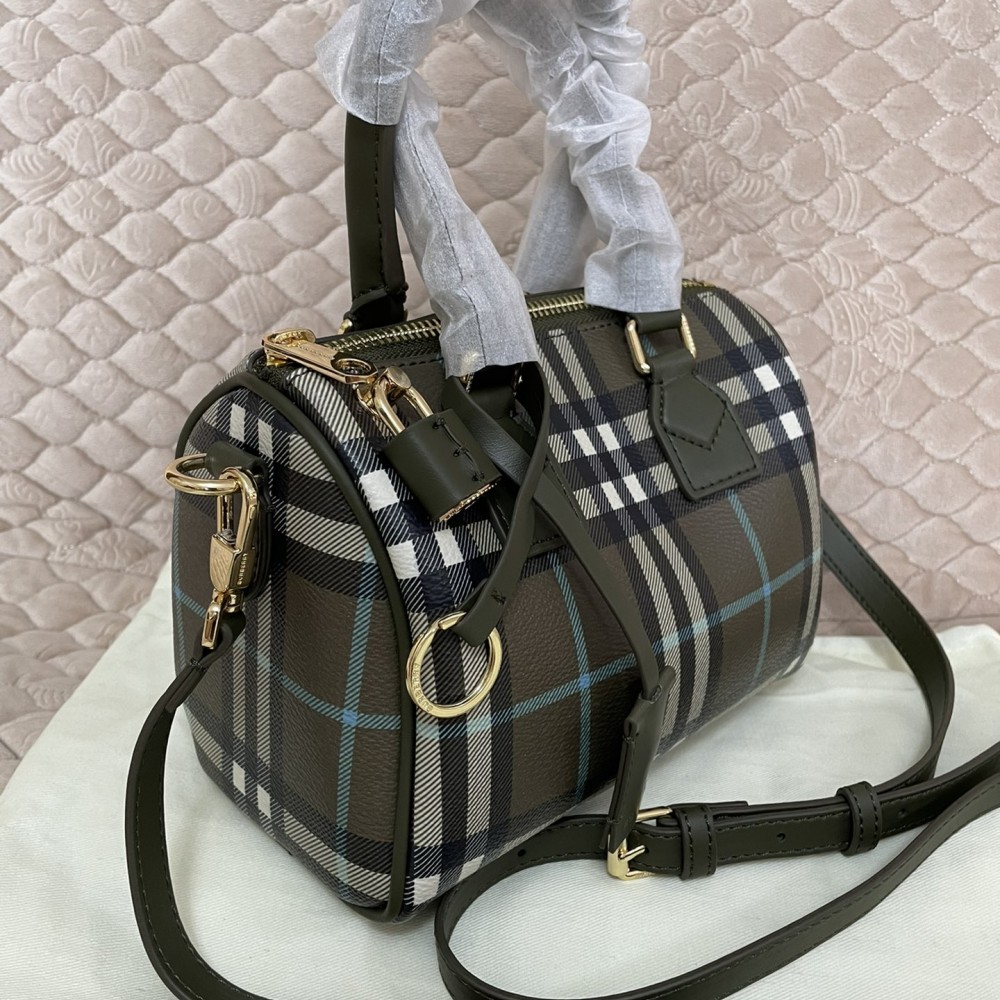 Burberry Check Classic Black and Blue Boston Bag Burberry Check Classic Black and Blue Boston Bag
