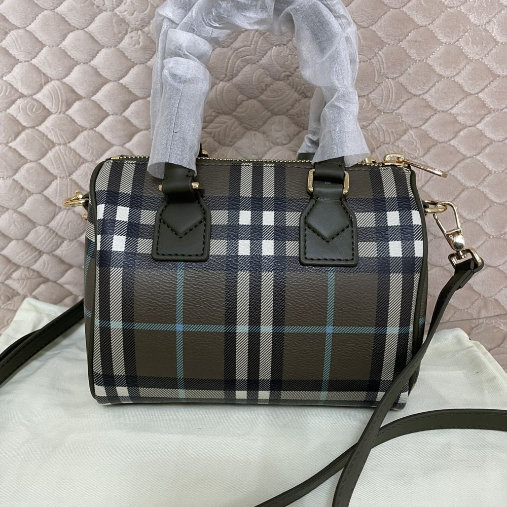 Burberry Check Classic Black and Blue Boston Bag Burberry Check Classic Black and Blue Boston Bag
