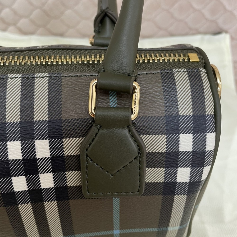 Burberry Check Classic Black and Blue Boston Bag Burberry Check Classic Black and Blue Boston Bag