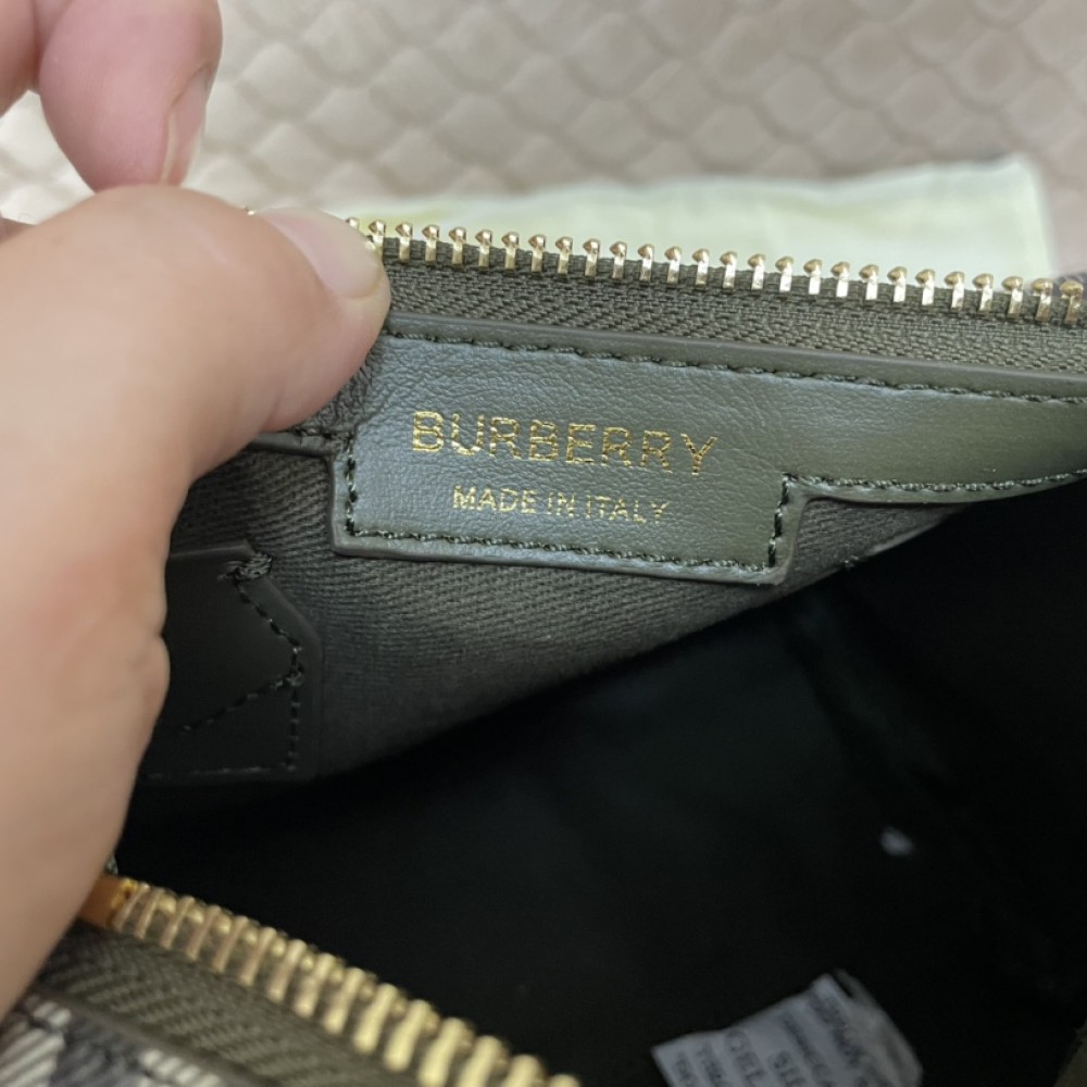 Burberry Check Classic Black and Blue Boston Bag Burberry Check Classic Black and Blue Boston Bag