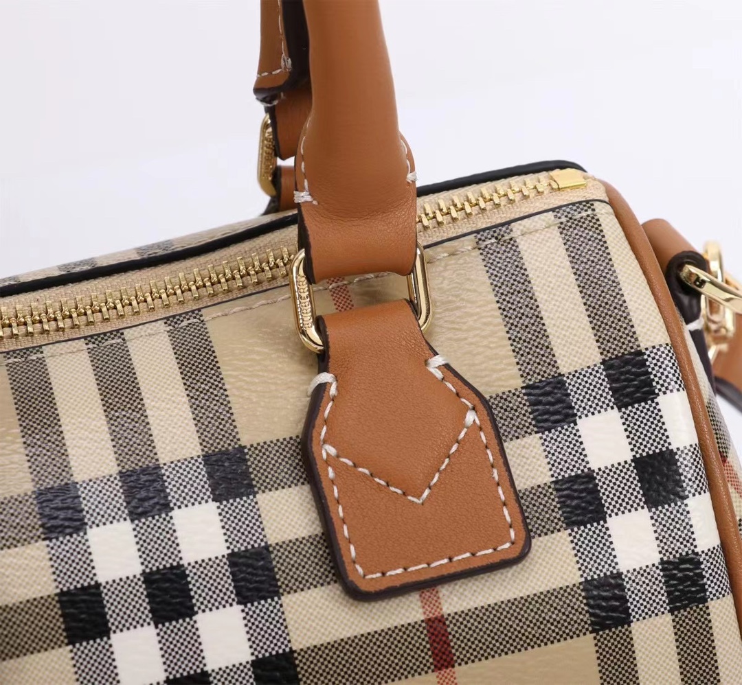 Burberry Check Classic Small Boston Bag in Yellow and White Burberry Check Classic Small Boston Bag in Yellow and White