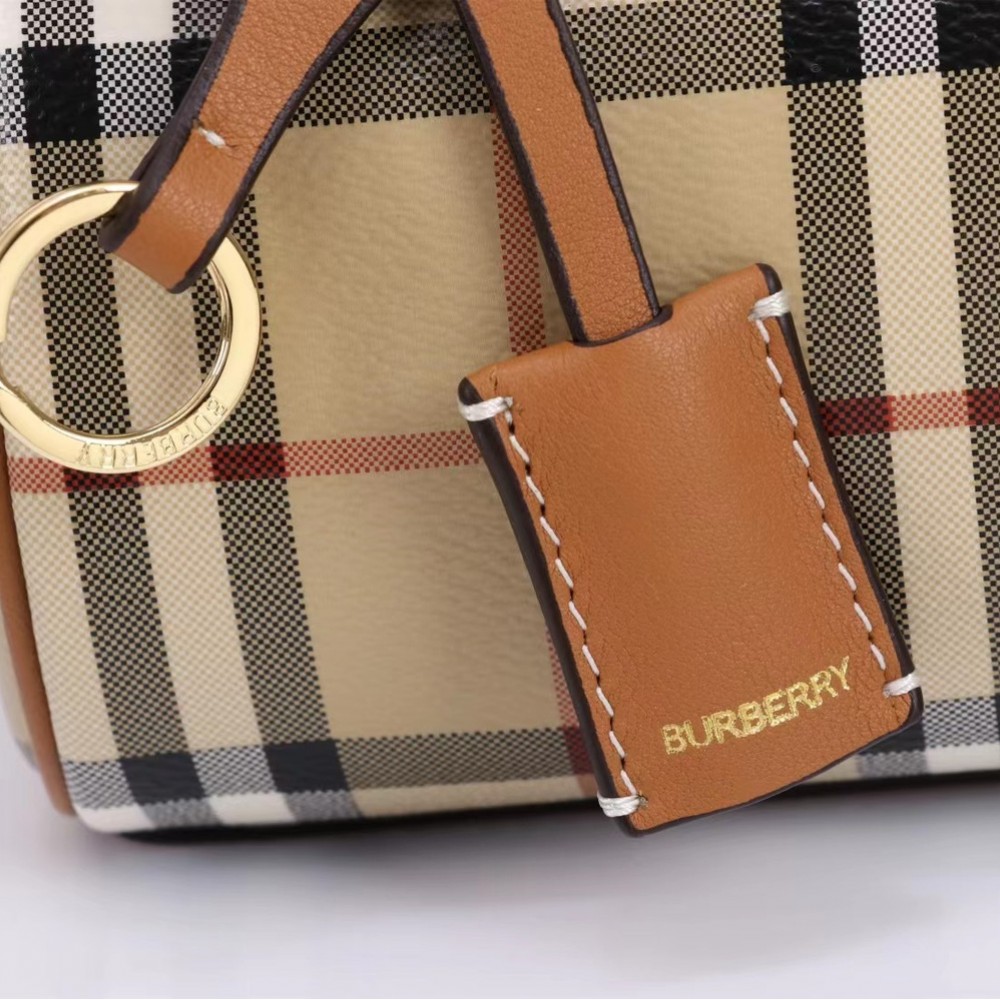 Burberry Check Classic Small Boston Bag in Yellow and White Burberry Check Classic Small Boston Bag in Yellow and White