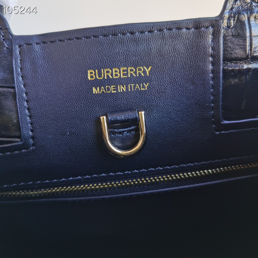 Burberry black crocodile leather tote bag