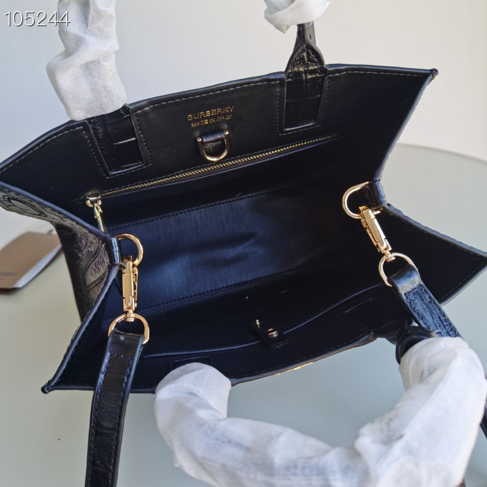 Burberry black crocodile leather tote bag Burberry black crocodile leather tote bag