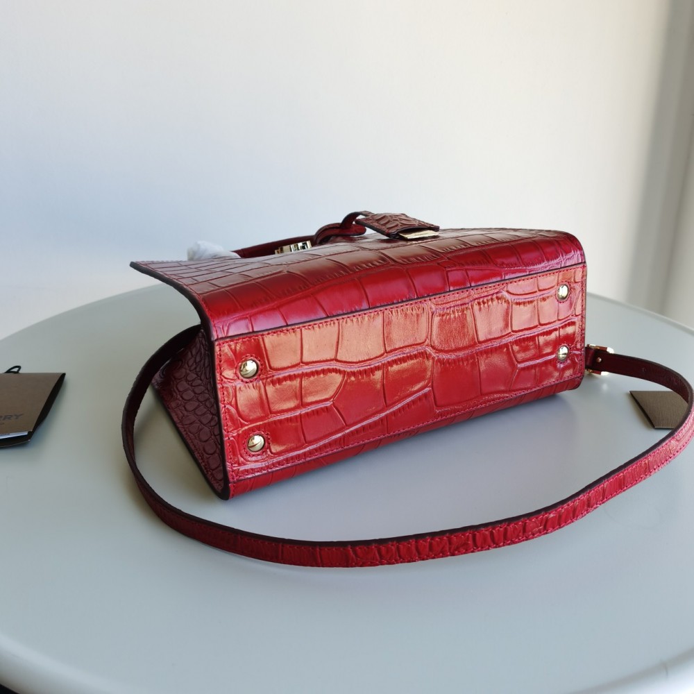 Burberry crocodile leather red tote bag Burberry crocodile leather red tote bag