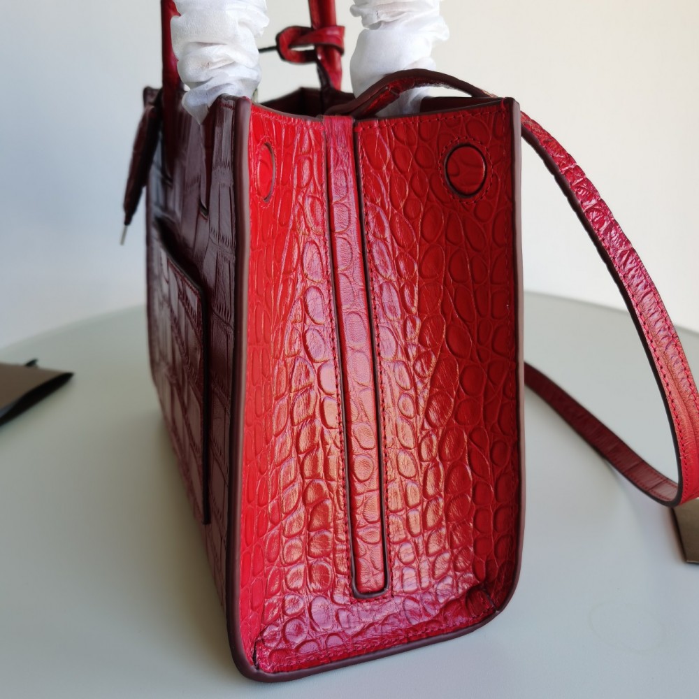 Burberry crocodile leather red tote bag Burberry crocodile leather red tote bag
