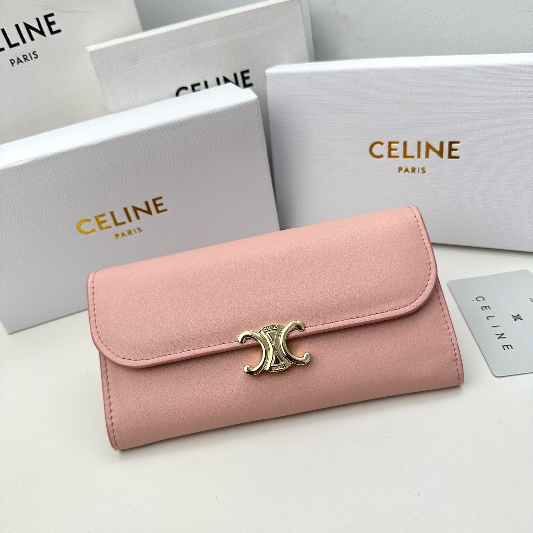 CELINE TRIOMPHE series pink monogram wallet CELINE TRIOMPHE series pink monogram wallet