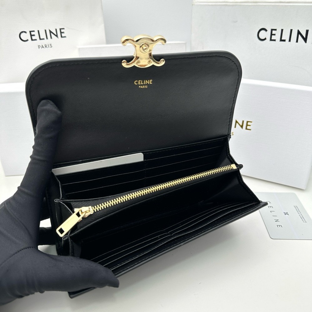 CELINE TRIOMPHE series black monogram wallet CELINE TRIOMPHE series black monogram wallet