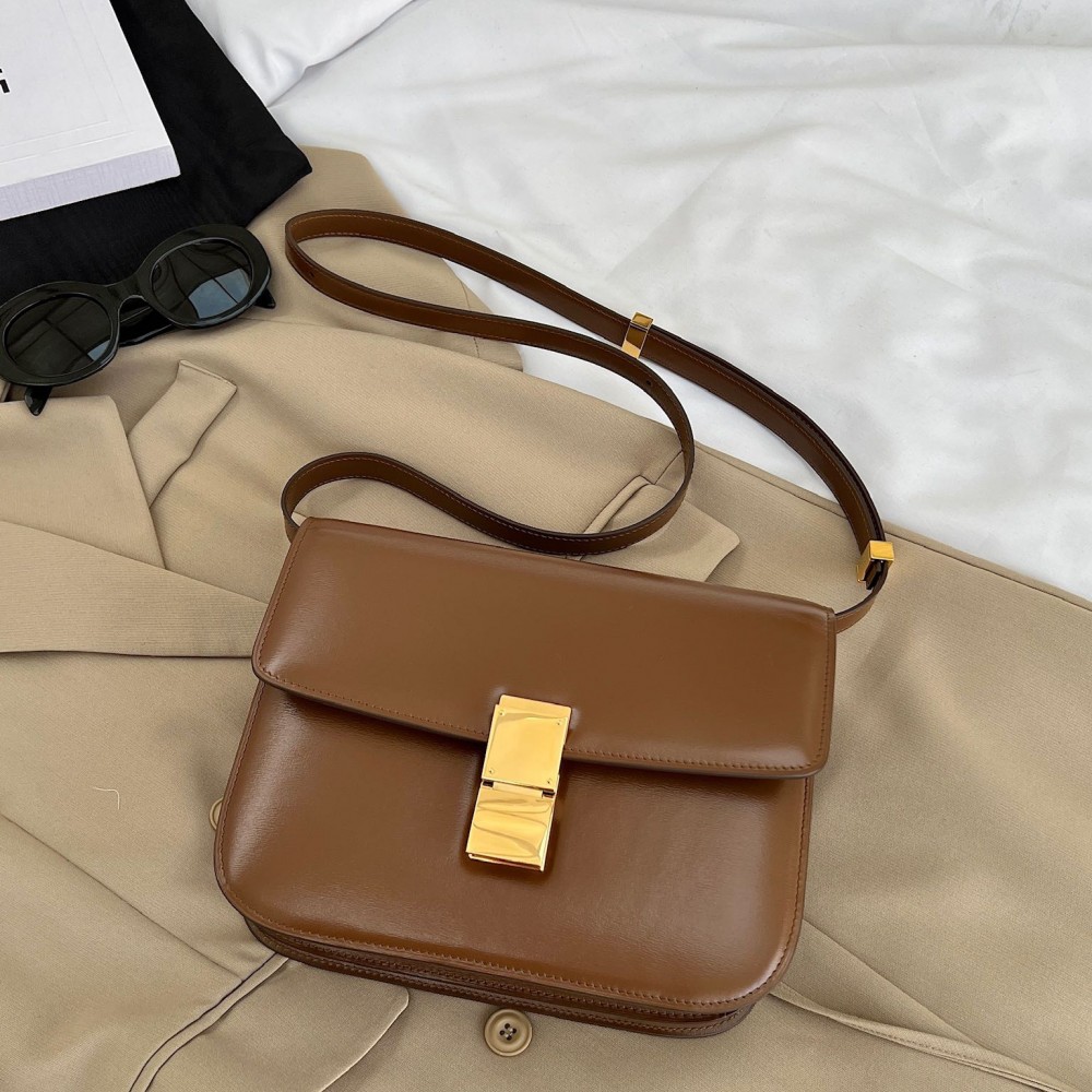 CELINE TRIOMPHE series golden brown shoulder crossbody bag CELINE TRIOMPHE series golden brown shoulder crossbody bag