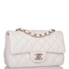 CHANEL White Quilted Lambskin Rectangular Mini Classic Flap Bag Light Gold Hardware