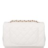 CHANEL White Quilted Lambskin Rectangular Mini Classic Flap Bag Light Gold Hardware