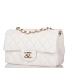 CHANEL White Quilted Lambskin Rectangular Mini Classic Flap Bag Light Gold Hardware